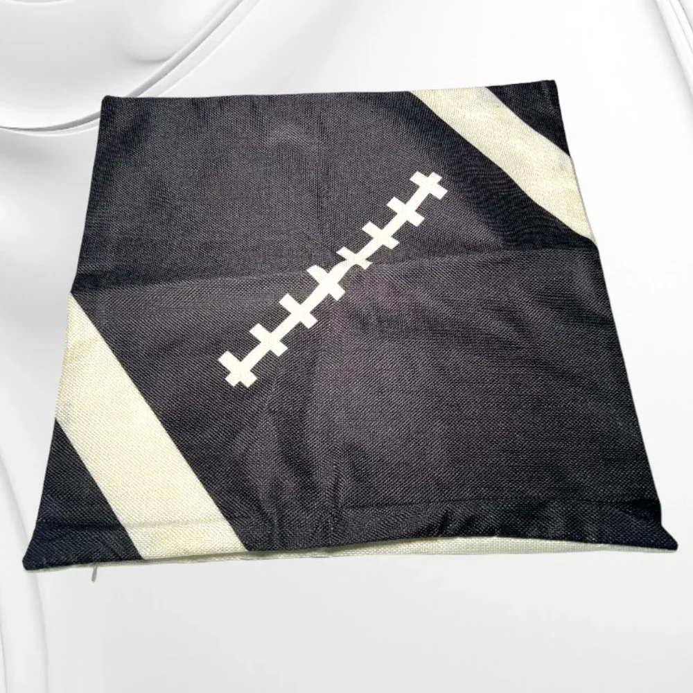 2/$12 💥🆕 Football Sofa/Couch/Bed Black Accent Pillow Zip Cover | 1332